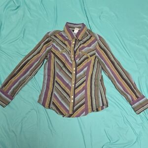 Athleta Multicolor Striped Button Down Shirt